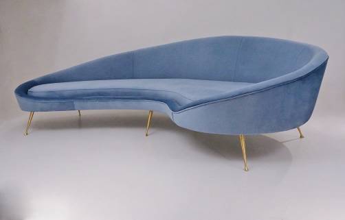 Ico Parisi sofa 1950`s style in new velvet upholstery, Italian